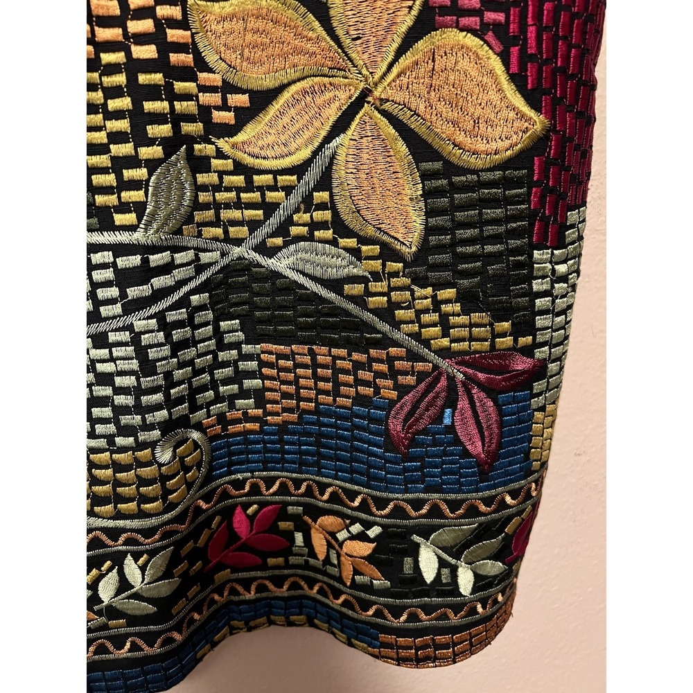 Chico's Embroidered Vest Boho Artsy Festival Floral Multi Color Women's Size 1/M - Picture 11 of 12